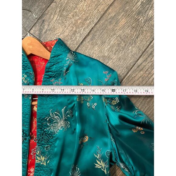 Peony Brand Retro Vintage Green red reversible 70’s 80’s. silk jacket Size 38 - Picture 12 of 14